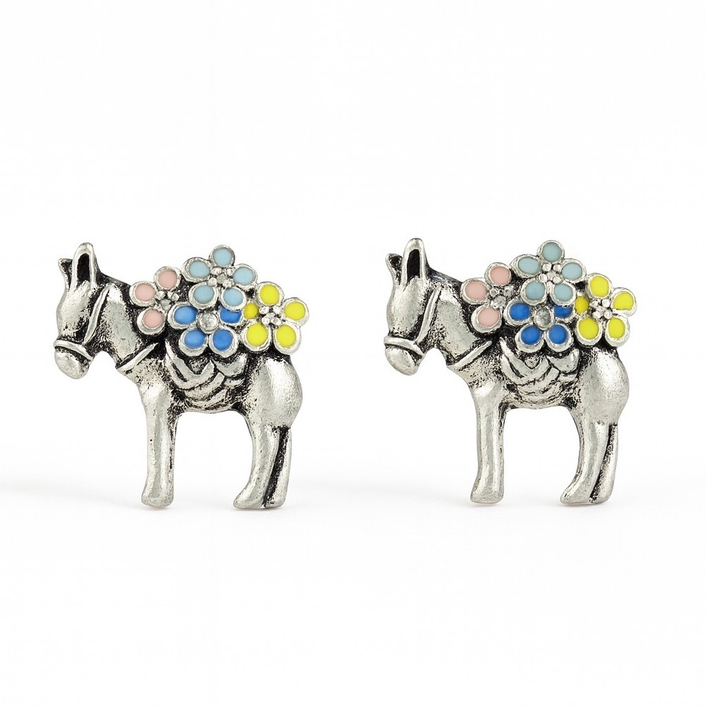 ⚜️ Colorful Enamel Donkey Earrings